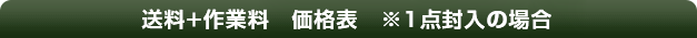 送料＋作業料　価格表(200g以下)税込み